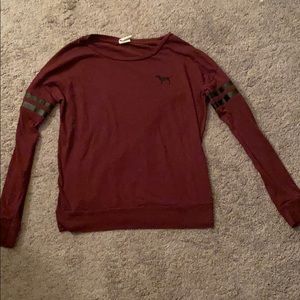Maroon Victoria Secret PINK Long Sleeve Tee